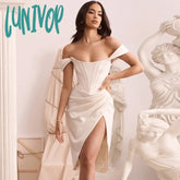 Lunivop High Quality Summer Satin Bodycon Dress Women Party New Arrivals Elegant Midi Sexy